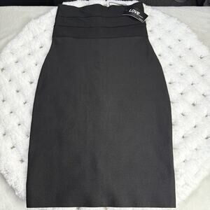 MadRag Love Skirt Womens Medium Black High‎ Waist Bodycon Career Stretch New